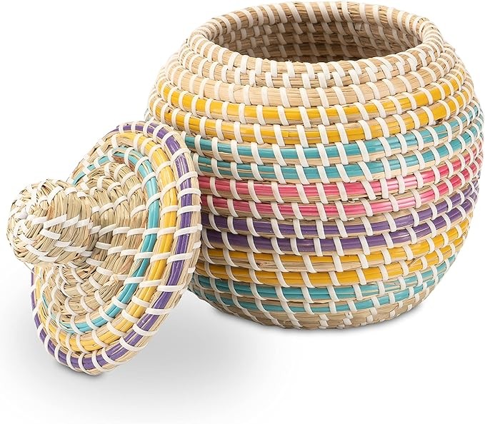 Decorasian Seagrass Storage with Lid, Multi-Colour, 20 cm Diameter
