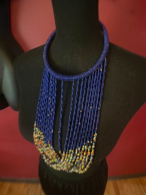 Blue or Red Women’s African Necklace – Handmade Jewelry