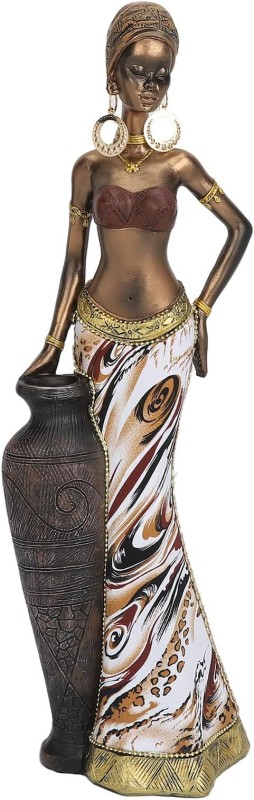 gernie Statue Africaine Vintage, Sculpture Africaine en Résine Réaliste, Dame Tribale Exotique, Pièce d'art Africaine pour la Décoration de la Maison, Figurines Africaines, pour Le
