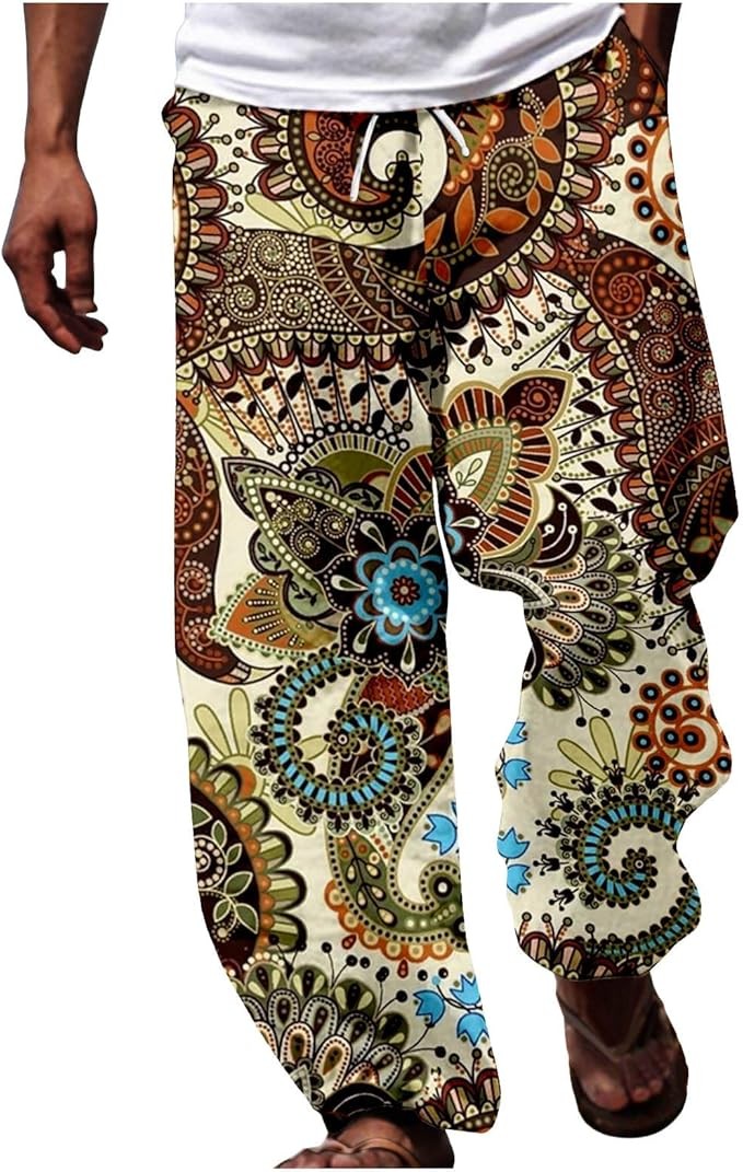 African Dashiki Traditional Style Casual Pants Summer Hawaiian Holiday Ankara Beach Hunting Pants Men