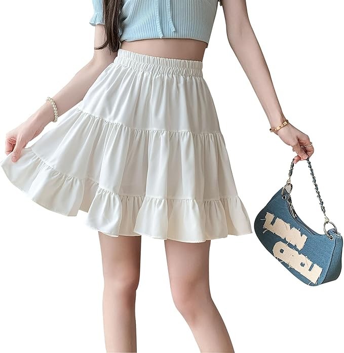 Artykey Women's High Waist Mini Skirt Ruffled Pleated Skirt Summer Elegant Pants Short Skirt Multi-Tiered Casual Fancy Layered Skirts