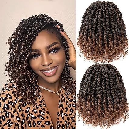 Passion Twist Hair 8 packs Pre-twisted Passion Twist Crochet Hair Pre-looped Crochet Hair YDDM Short Hair Extension (10 Inch, 1B/30#)