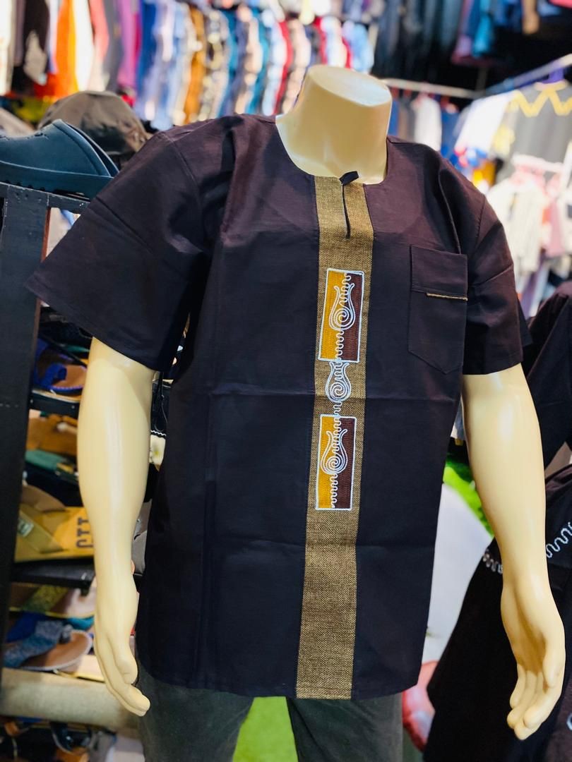 Mens Blue African Dashiki Shirt
