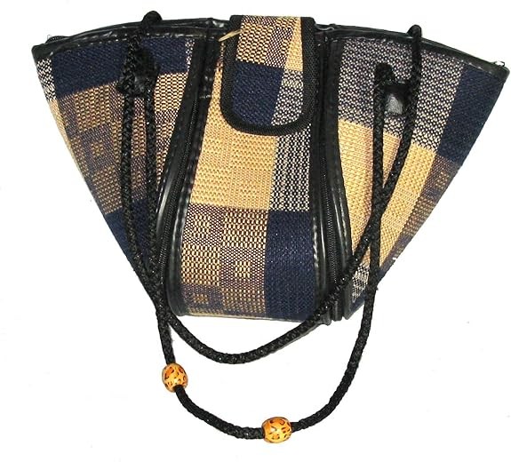 Fair Trade African Suede River Blue Black Handbag, Black