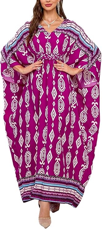 L-Peach Long Beach Dress Bohemian Caftan Maxi Dress for Women