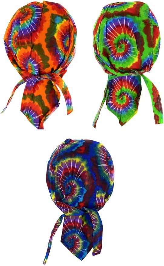 set of 3 bandana headband tie dye surf surfer psyche 70 men women