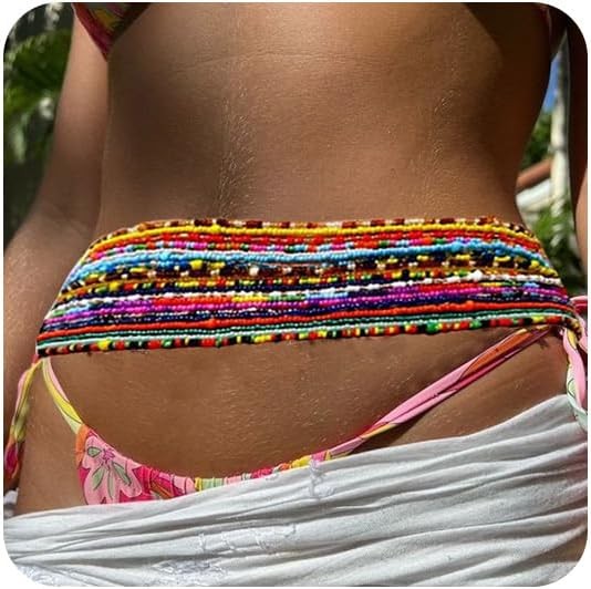 FUNEIA 32 Pcs Colorful African Waist Beads for Women