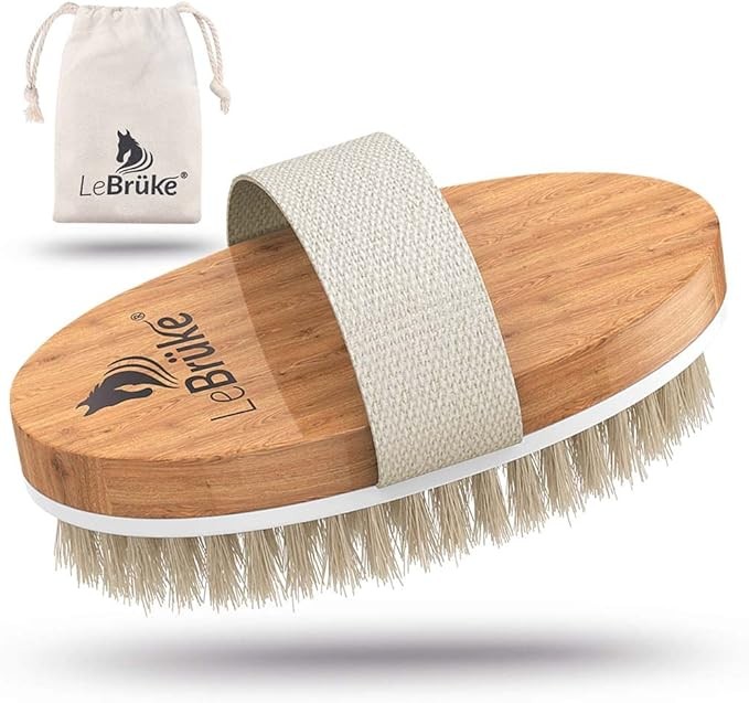 Lebrüke® Body and back brush - shower and bath back brush - accessories - dry body brush - natural bristles