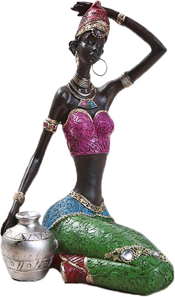 Uziqueif Statuette Sculptures Africaines, Figurines pour Femmes Tribales Et Dame De Collection - Décoration De Maison - Figurines Noires - Décoration De Poupées - Cadeaux De Maison,Argent