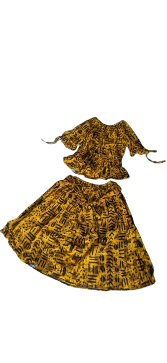 Traditional African Two-Piece Outfit (Top & Skirt)