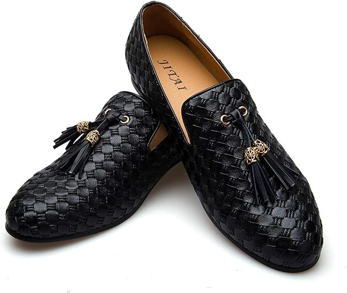JITAI Men's Loafers - Faux Leather Tassel Loafers Shoes - Men Casual Shoes