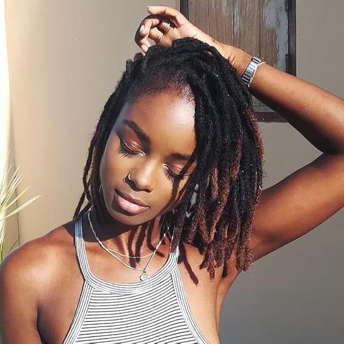 Loc Extension Human Hair 0.2cm Width 4 Inch 10 Strands Natural Black Full Handmade Permanent Locs Can Be Dyed and Bleached for Women Men Kids Dreadlock Extensions Real Human Hair
