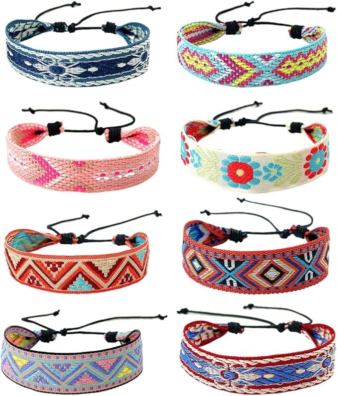 EXUJOW Bracelets for Women Boho Braided Friendship Bracelet, Handmade Adjustable Friendship Bracelet (8 Pieces)