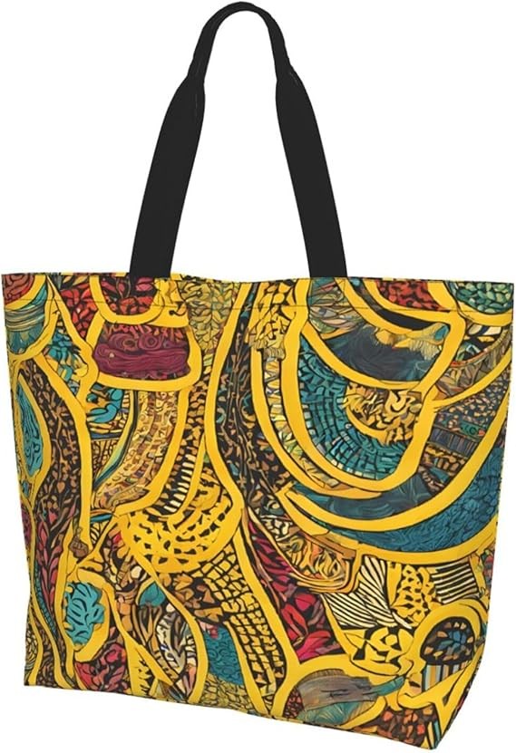 JAYWIS Tissage africain – Sac à bandoulière spacieux pour femme – Sac fourre-tout léger et hydrofuge pour le shopping et les trajets quotidiens, compartiment principal spacieux, à transporter comme