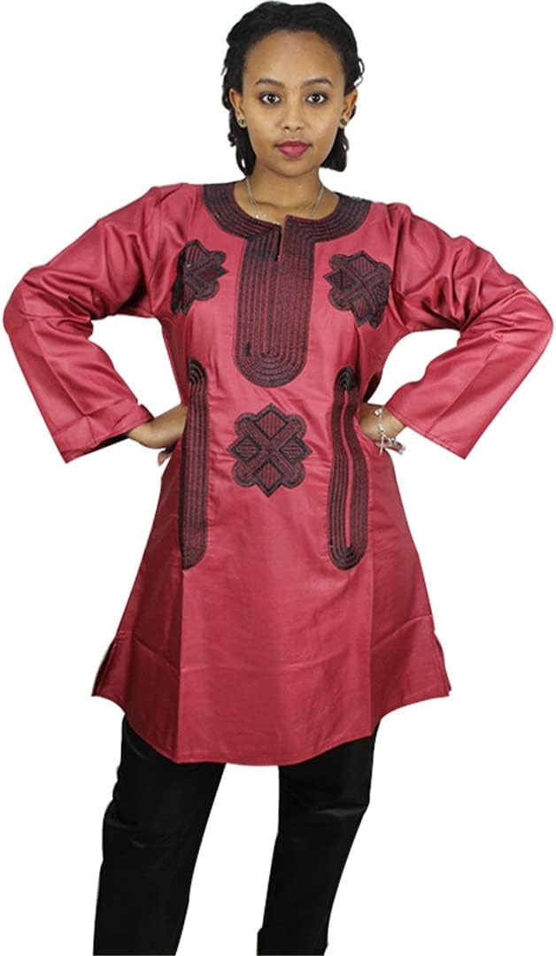 African Dress for Women Soft Fabric Embroidery Inelastic Top with Pants