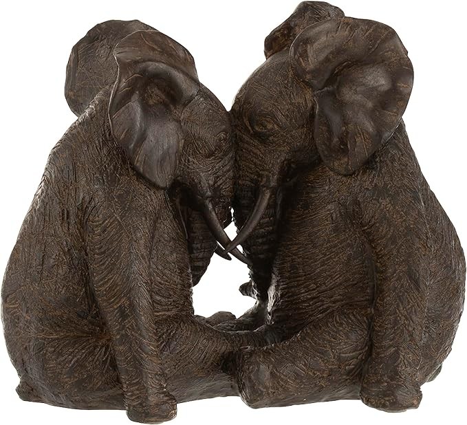 J-line Set of 20 cm High Elephant Shaped African Decorative Statue Brown Modern and Elegant Sculpture for Your Living Room Table Decoration Window Decoration Home Accessory