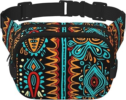 Mexpekil Ethnic African Fanny Pack for Men Women Waterproof Waist Pack with Adjustable Strap for Running Hiking Multi-Color One Size, Multicolored