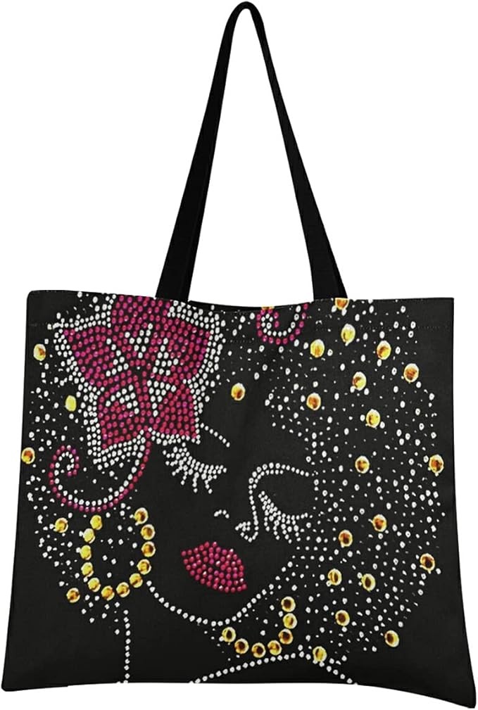 Mnsruu Beauty Polka Dot African Women Shopping Bag Reusable Foldable Large Eco Shopping Bag Fruit Vegetable Shopping Bag, Cute fashion