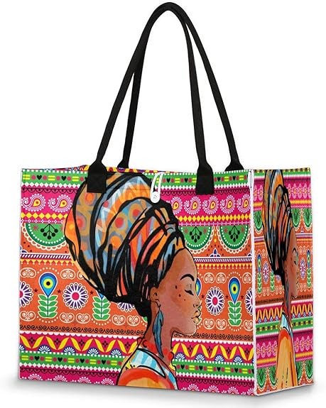 TropicalLife Large Ethnic African Floral Handbag for Women Girls Shoulder Tote Bag Shopping Work Gym Organizer Top Handle Color, Colour