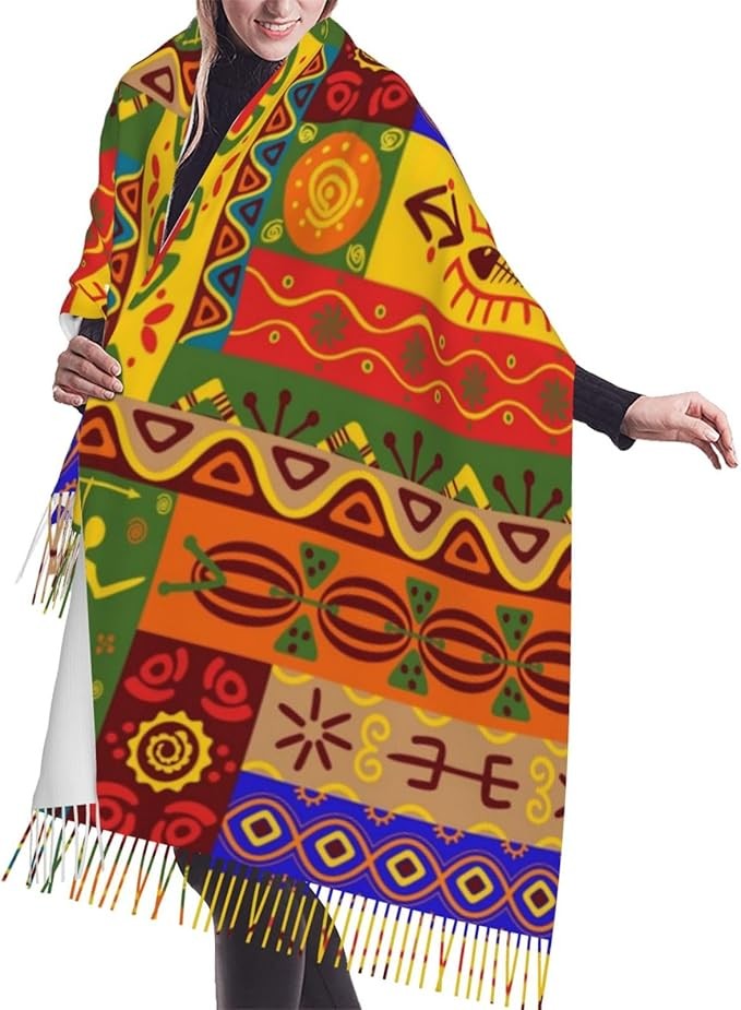 Jmorco Women Soft Long Scarf with Colorful Artistic Print