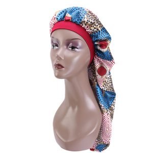 African Printed Nightcap Satin Long Tail Hood