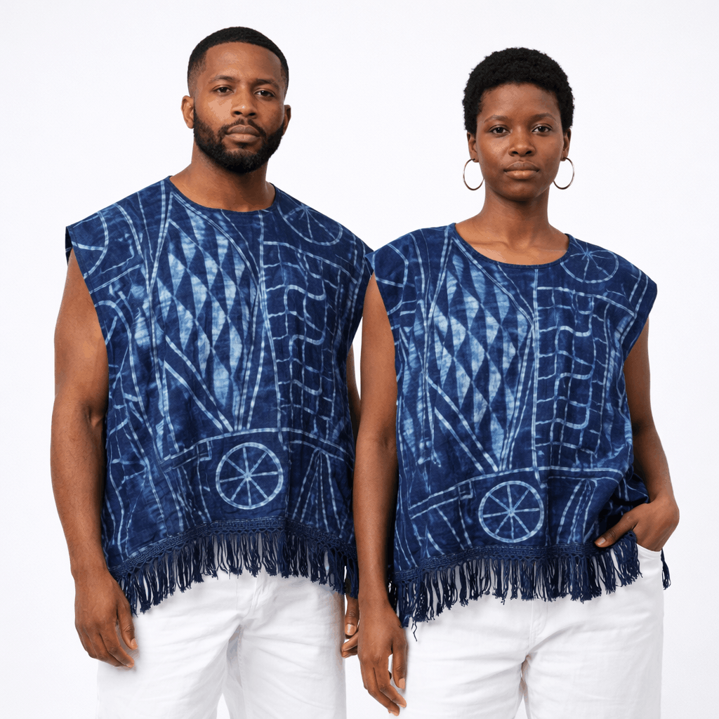 Haut Ndop ORIGINAL à Franges – Indigo Traditionnel - Image 2