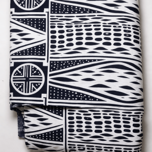 Tissu Africain à Motifs Géométriques – Noir et Blanc