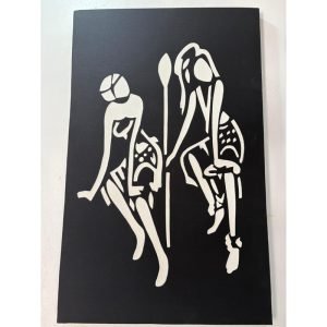 Art Mural Danse Traditionnelle Rwandaise – Tableau Décoratif Noir et Blanc