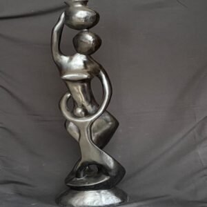 Sculpture Africaine Traditionnelle Femme et Enfant – Art Décoratif Abstrait