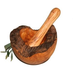 Mortier et Pilon en Bois d’Olivier – Accessoire de Cuisine Artisanale