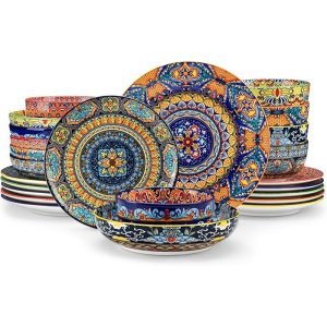 Service de Vaisselle Coloré à Motifs – Collection Table Élégante