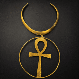 Collier Artisanal du Rwanda – Pendentif Ankh Doré