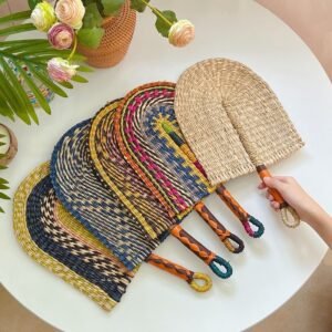 Seaweed Woven Fan Wall-mounted African Elements Ins Style Wall Decoration Daily Summer Hand-cranked Pu