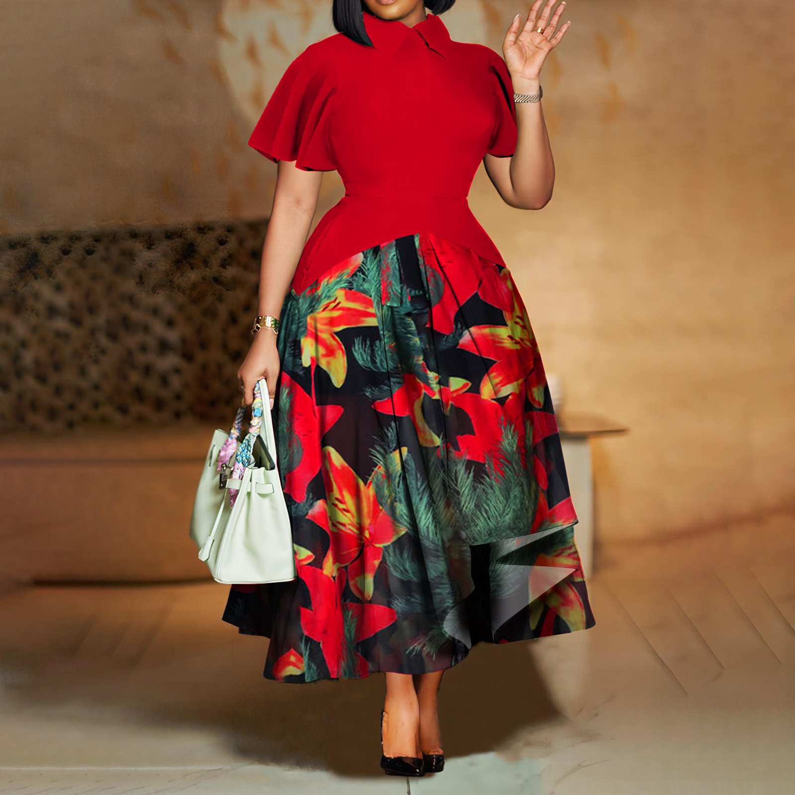 Summer Fashion Elegant African Plus Size Dress - Image 2