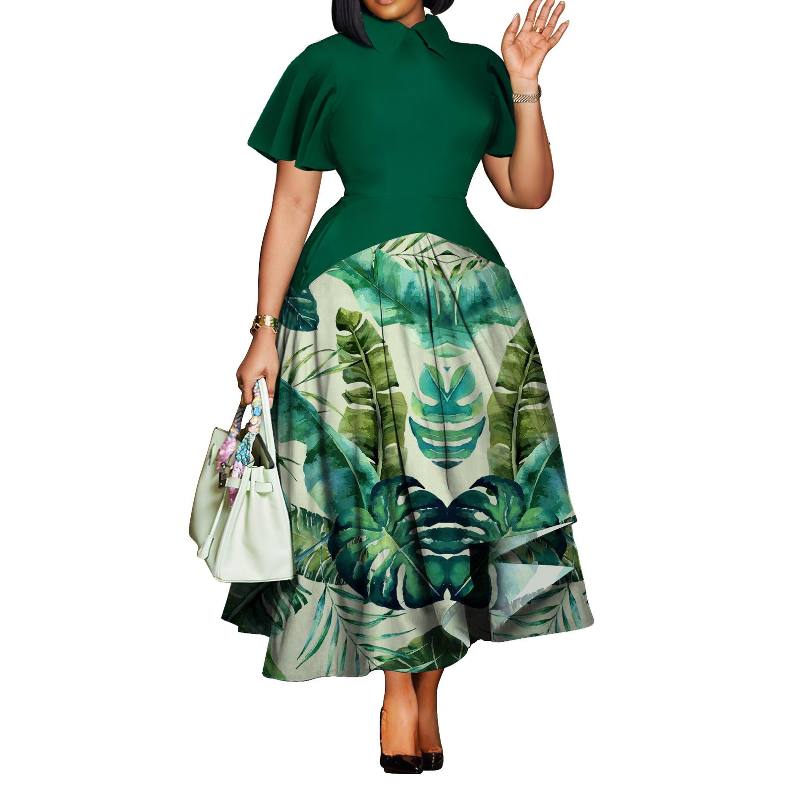 Summer Fashion Elegant African Plus Size Dress - Image 3