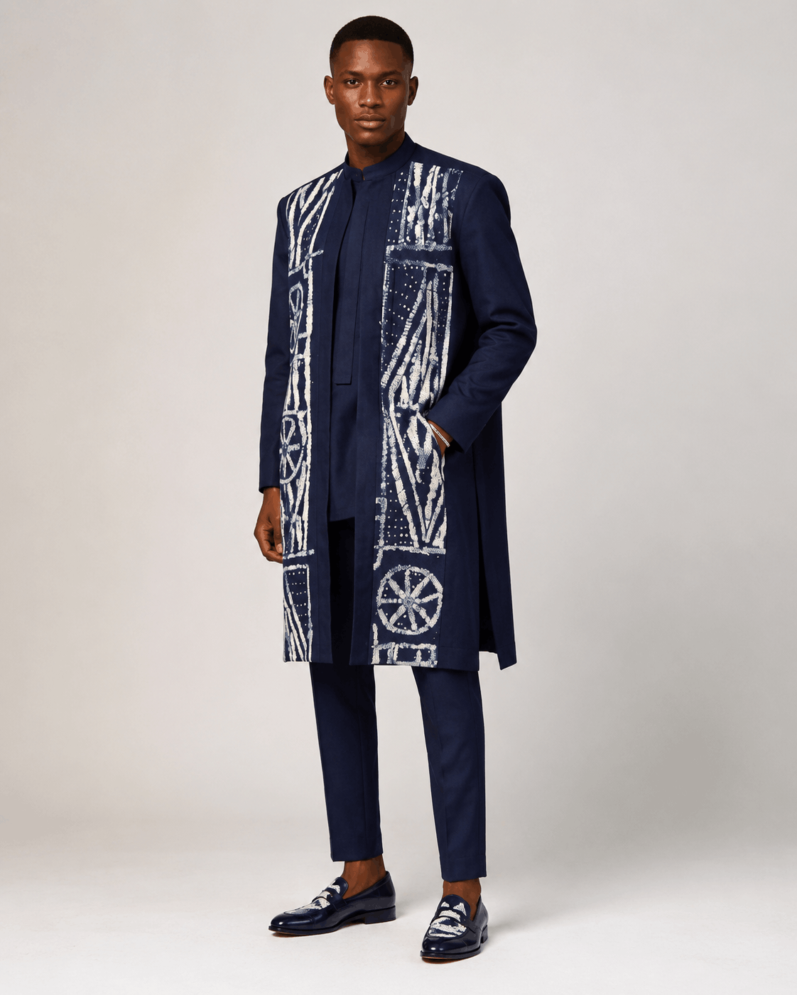 Ensemble 3 Pièces NDOP Homme – Bleu Nuit – Élégance Africaine Moderne - Image 3