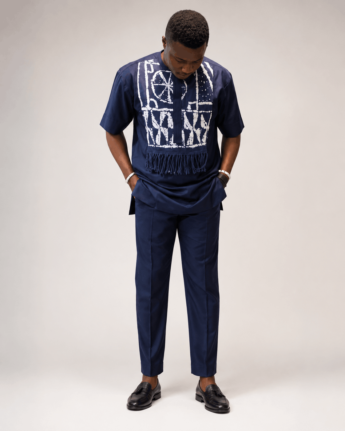 Ensemble 3 Pièces NDOP Homme – Bleu Nuit – Élégance Africaine Moderne - Image 4