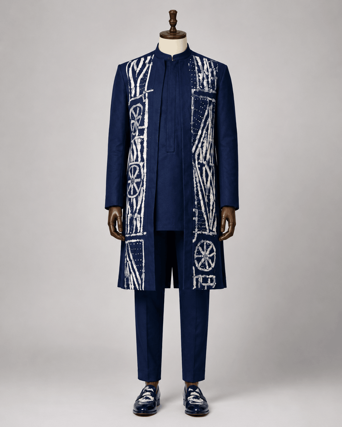 Ensemble 3 Pièces NDOP Homme – Bleu Nuit – Élégance Africaine Moderne