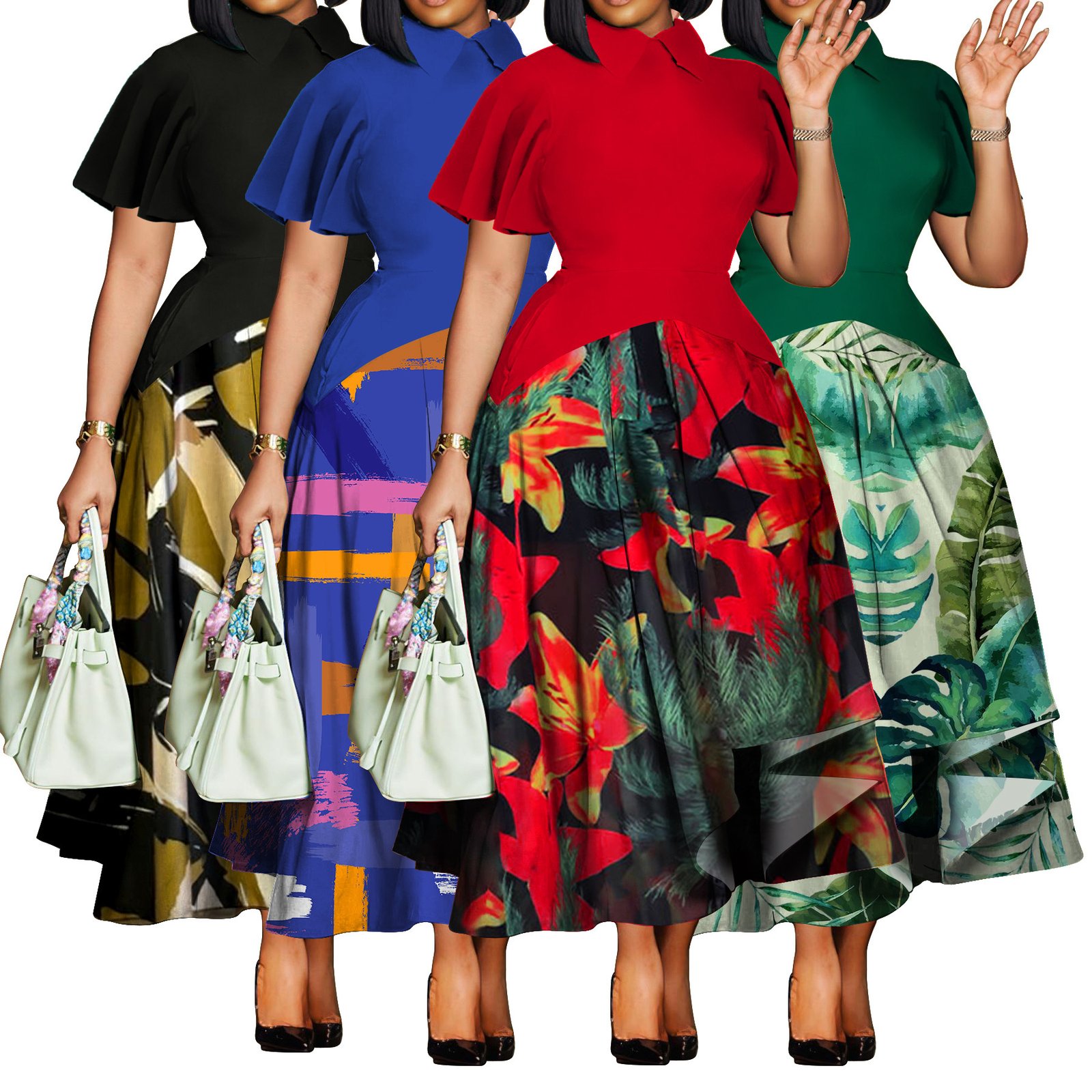 Summer Fashion Elegant African Plus Size Dress - Image 4