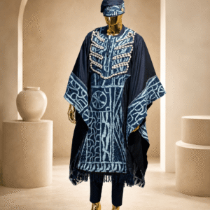 Tenue Cérémonie Homme Bleu Nuit – Boubou Prestige aux Cauris