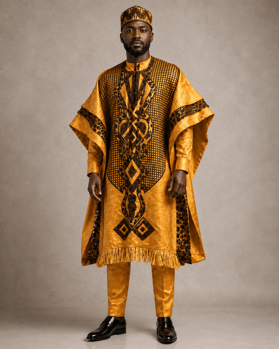 Grand Boubou Homme Doré – Tenue Cérémonie Africaine Prestige - Image 2