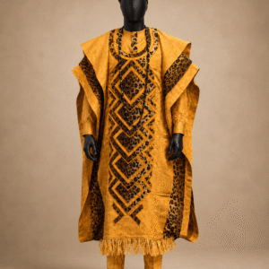 Grand Boubou Homme Doré Léopard – Tenue Cérémonie Prestige