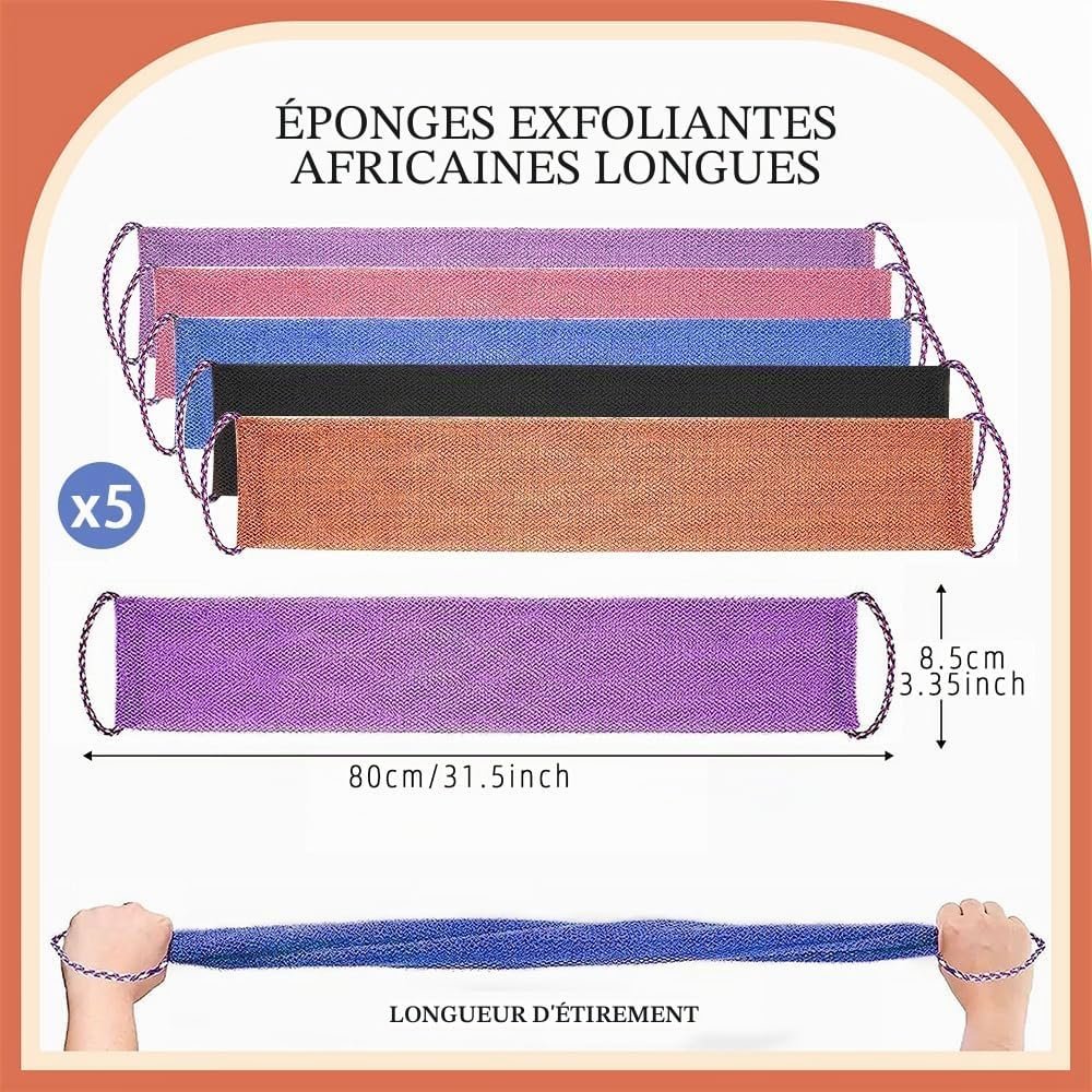Pinkiou 5 Pièces Eponge Africaine Exfoliante, Gommage Gant de Toilette - Image 3