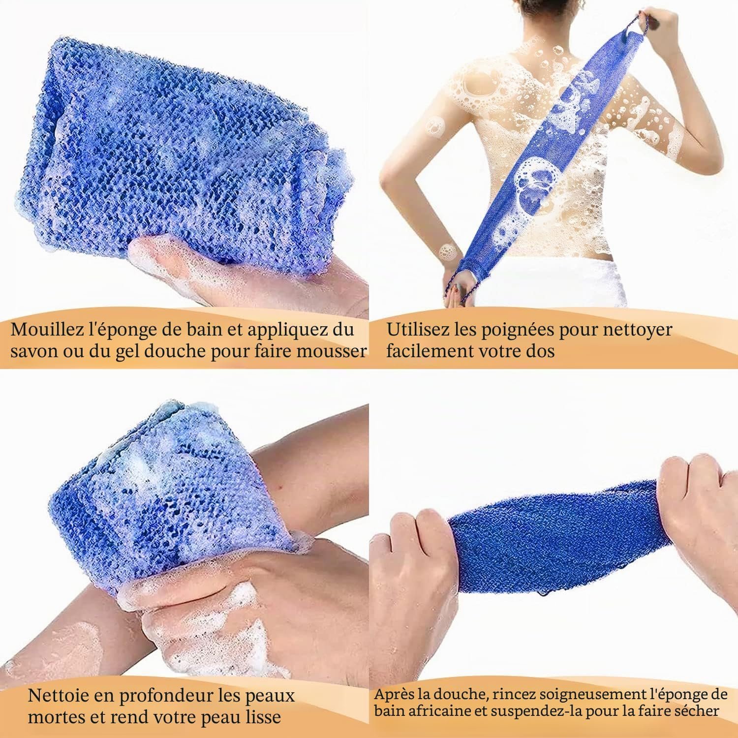 Pinkiou 5 Pièces Eponge Africaine Exfoliante, Gommage Gant de Toilette - Image 6