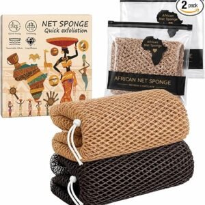 2 Pièces Filet de Douche Africain Exfoliant,African Net Sponge