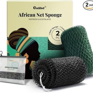 CORATED 2 Pièces de Filet à Bain Africain, Eponge à Bain