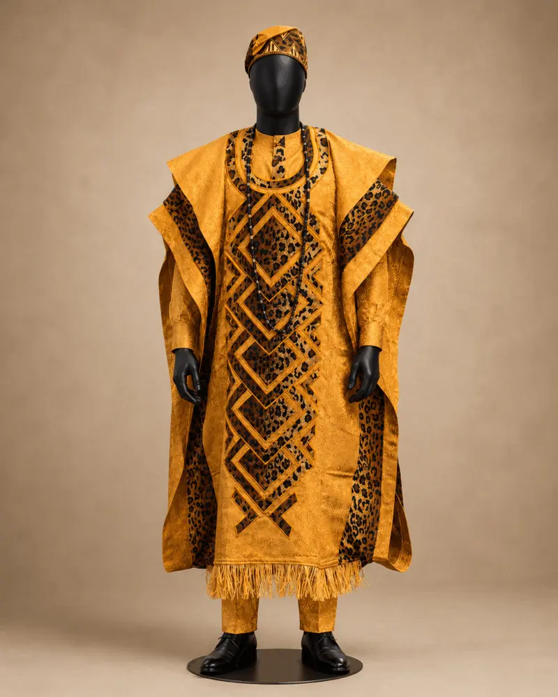 Gold and black African ceremonial boubou
