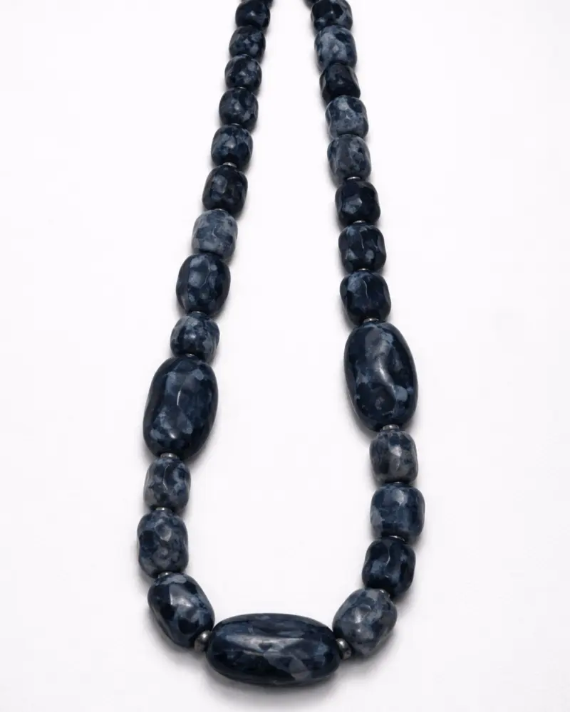 Indigo recycled glass necklace